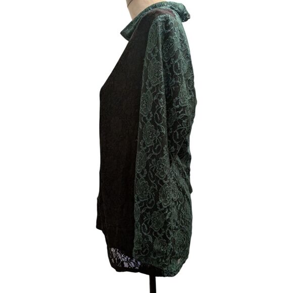 JC Italy Emerald Green Colorblock Lace Mockneck Turtleneck - Picture 9 of 9